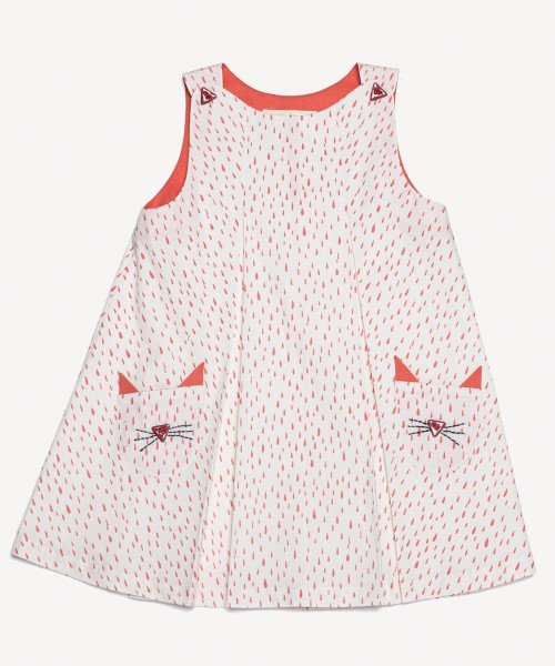 Rain print dress with cat pockets