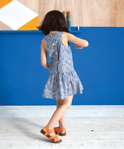 Blue scratch pattern dress
