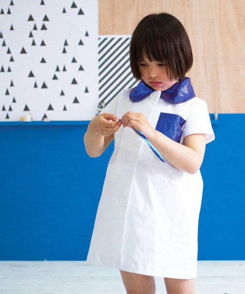 White shirt dress with concealed buttons