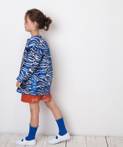 Blue zebra cocoon coat