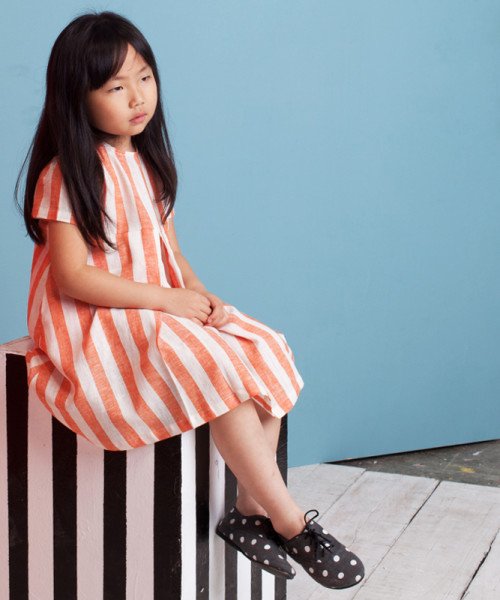 Milk & Biscuits Orange stripy dress